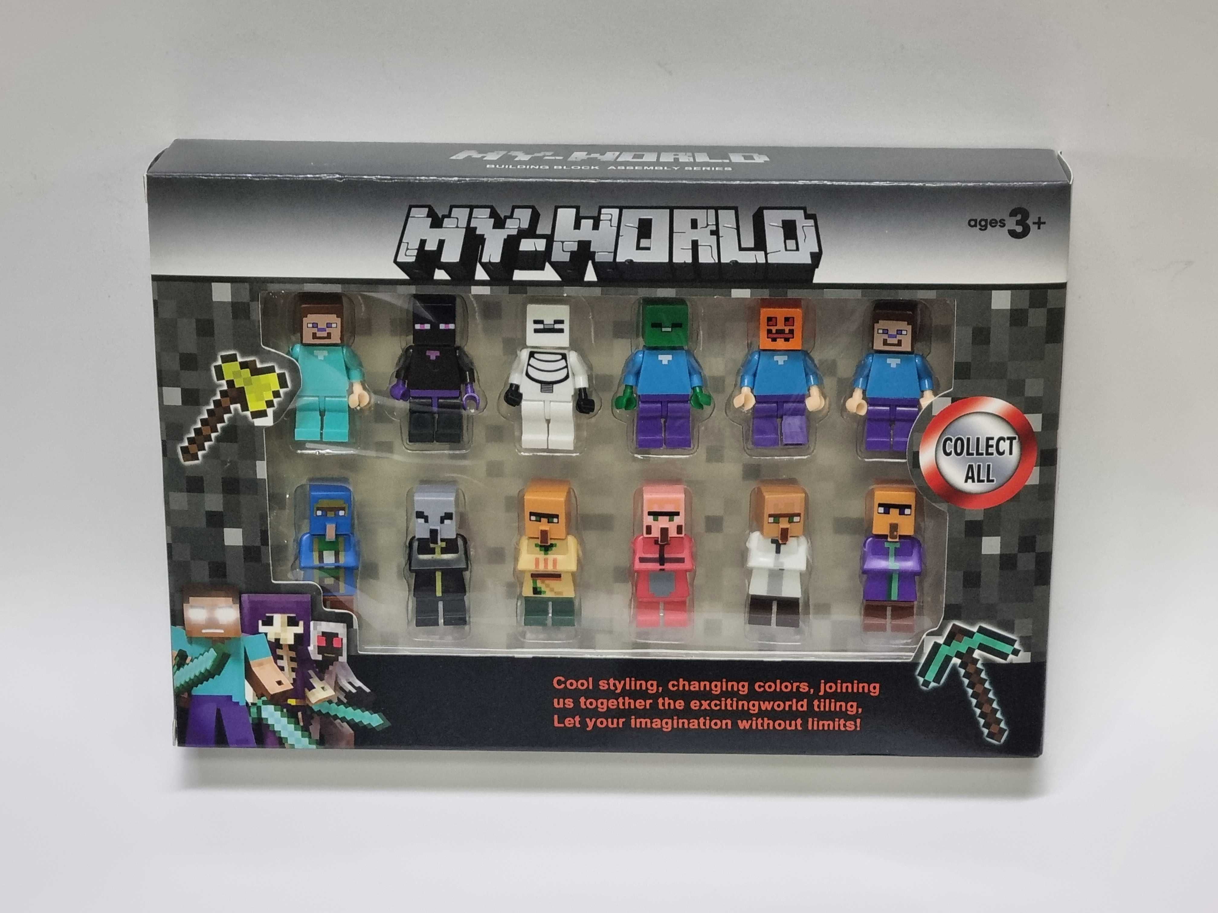 FIGURKI MINECRAFT My World Klocki 12 sztuk DUŻY Zestaw