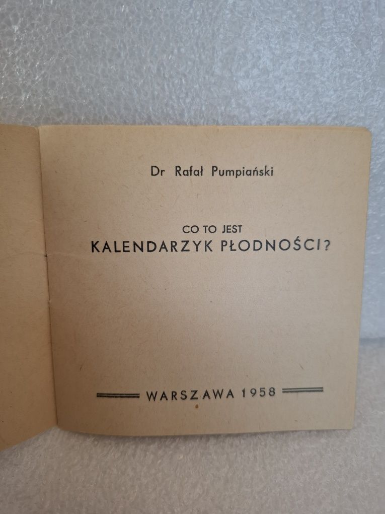 Kalendarzyk płodności kobiety 1958r