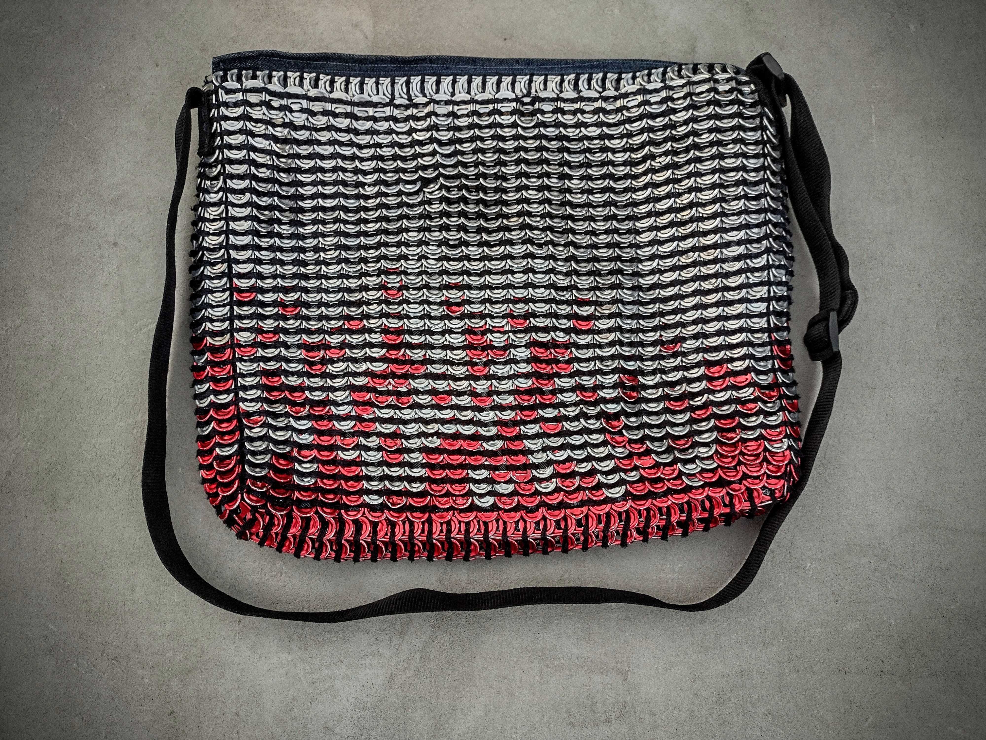 Duża torba z zawleczek od puszki, sodatabs, handmade upcykling fashion