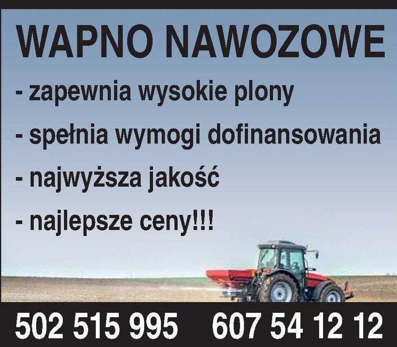 Wapno nawozowe Węglanowe. Magnezowe Tlenkowe, Kread -DOTACJE DO WAPNA*