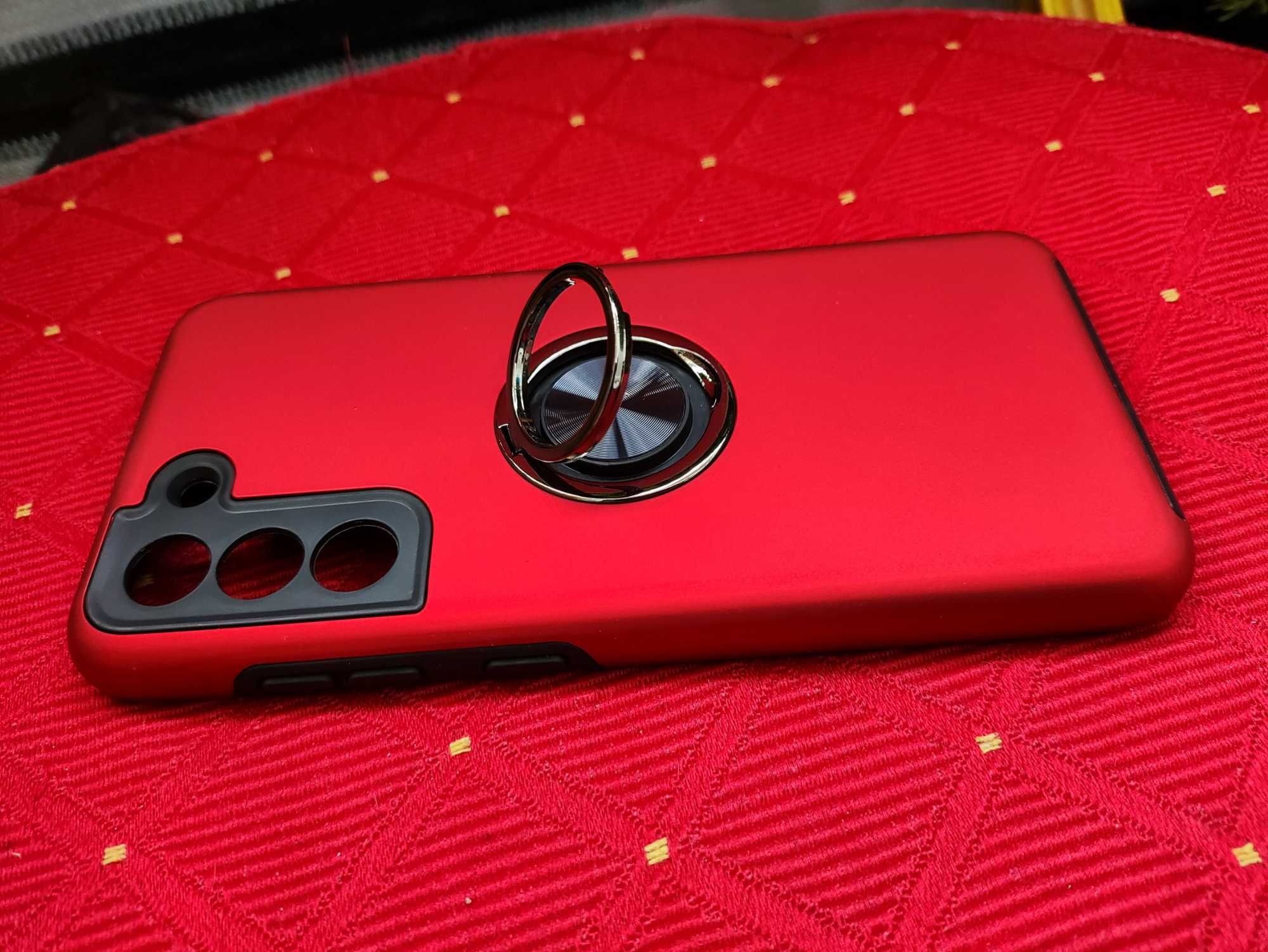 Etui telefon Samsung S21 plecki tył czerwone szkło Pokrowiec obudowa