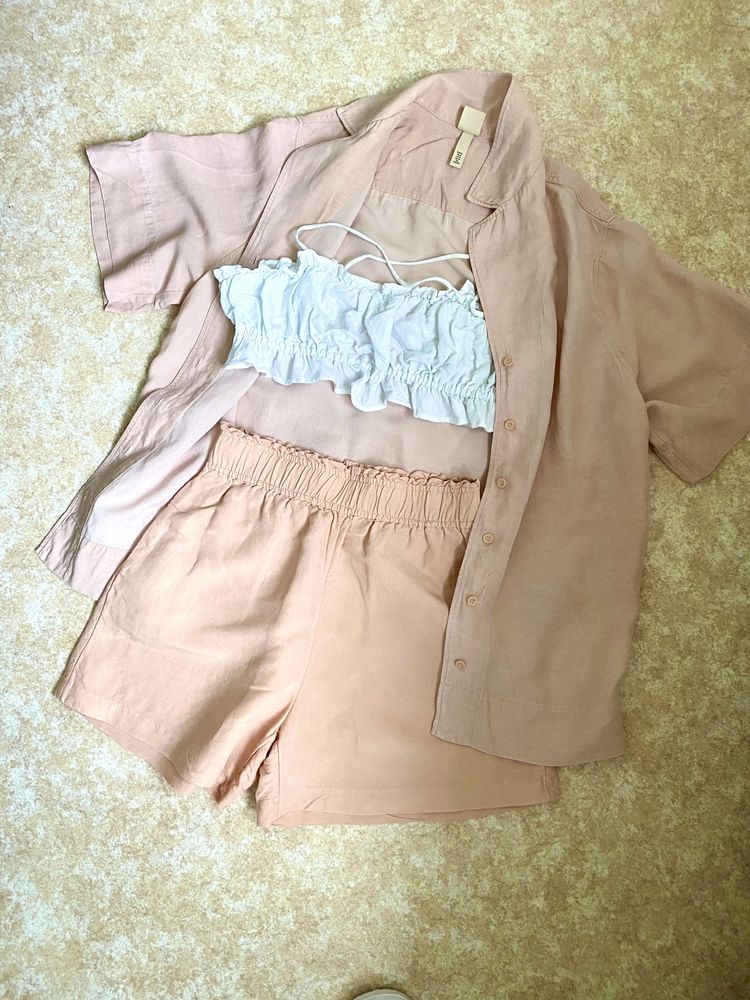 Костюм H&M, шорты, рубашка, топ