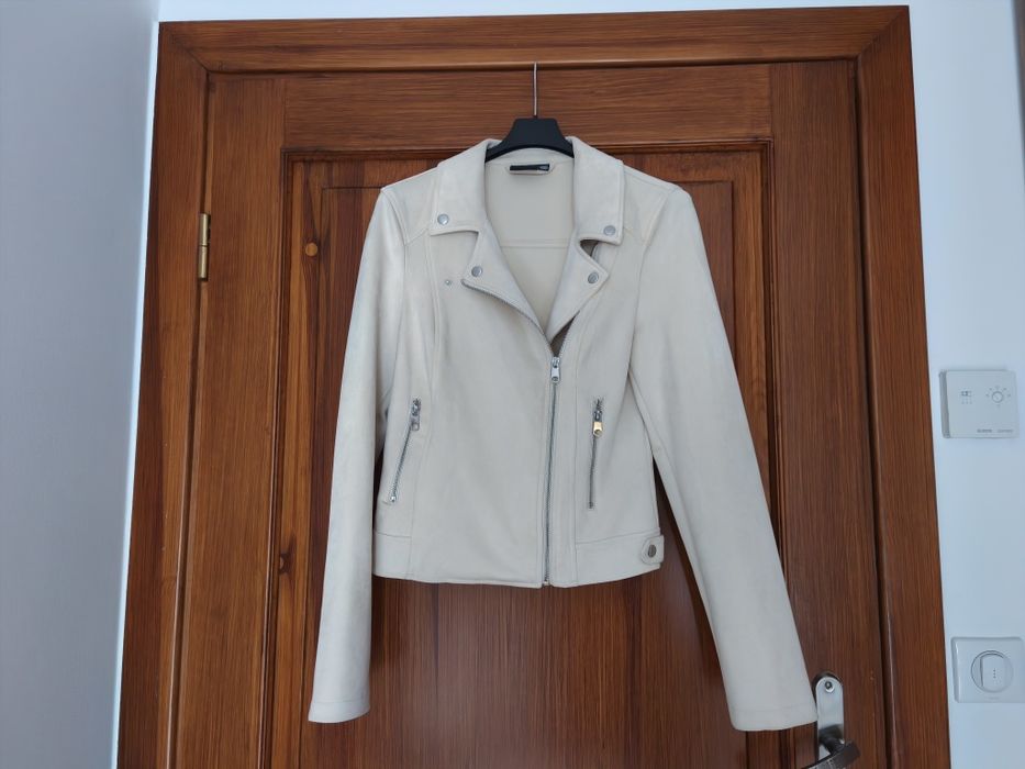 Kurtka, ramoneska skórzana, ciepła biel, Vero Moda Tall, rozm. S