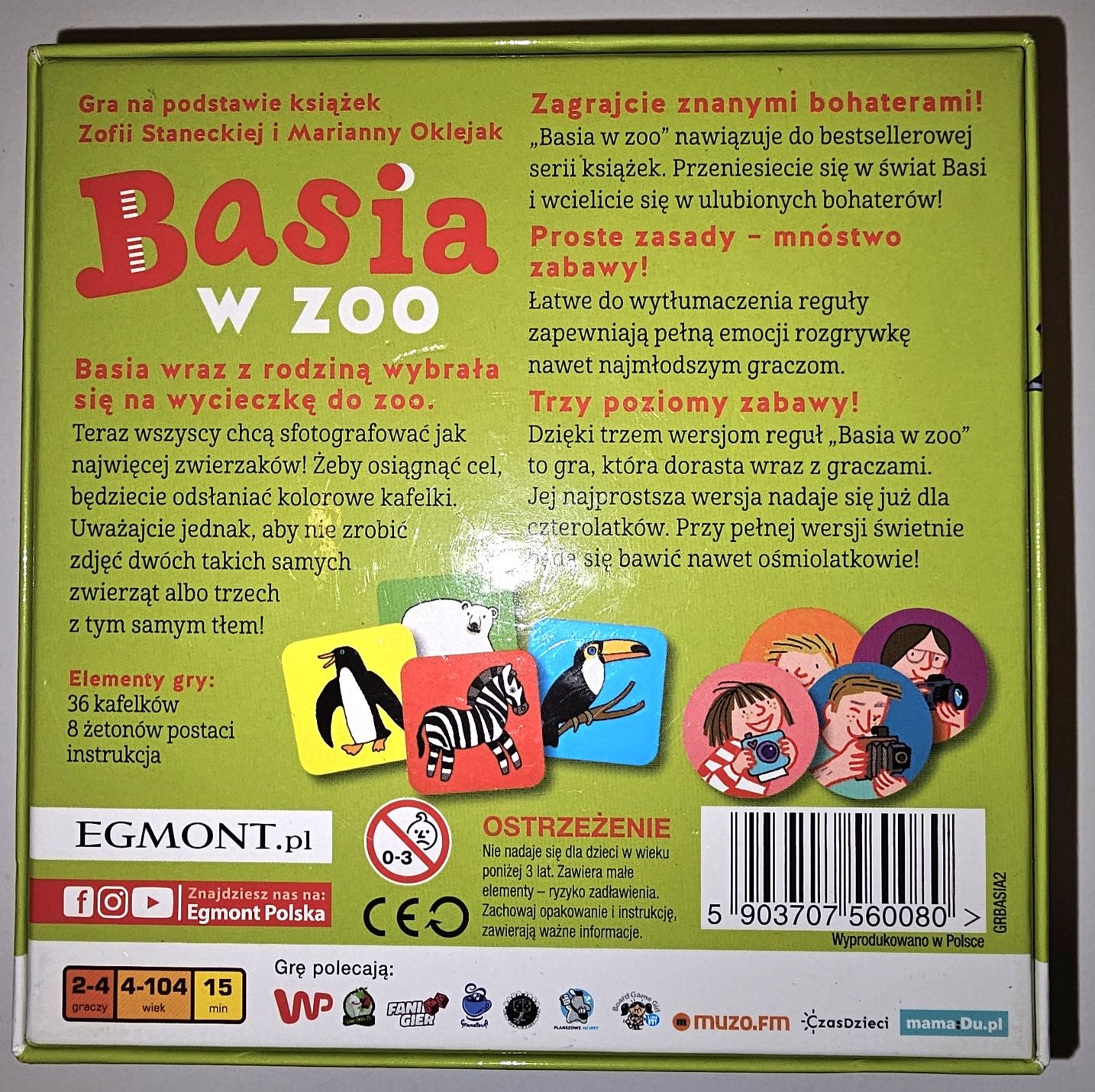 Basia w zoo gra zabawka edukacyjna familijna memory walizeczka