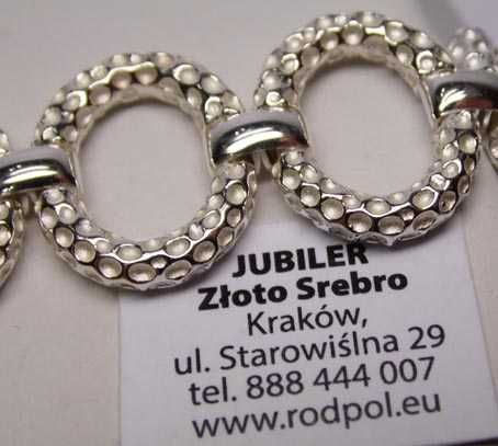 Srebrna bransoletka ozdobne owalne ogniwa 19,5 cm. 1,86 cm.