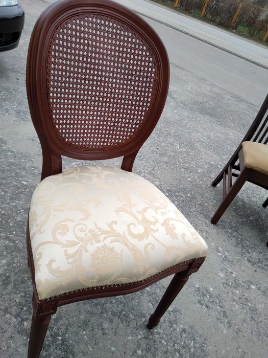 Komplet 4 krzeseł krzesła drewniane tapicerowane eleganckie FV DOWÓZ