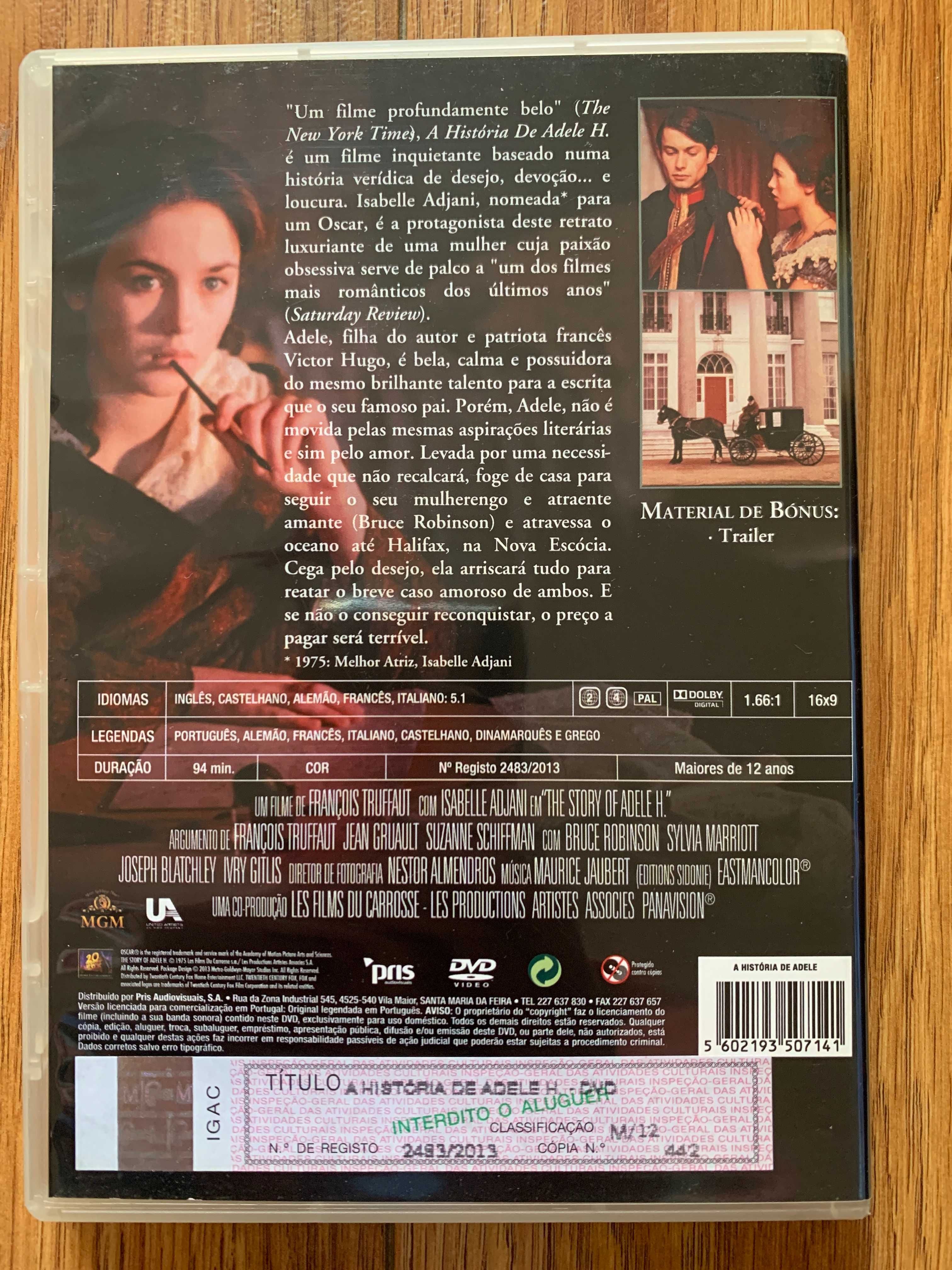A História de Adèle H. - François Truffaut - Isabelle Adjani - dvd