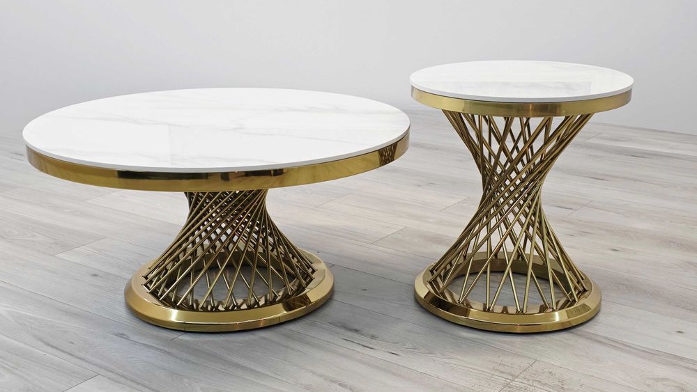 Zestaw 2 stolików EUPHORIA – złote