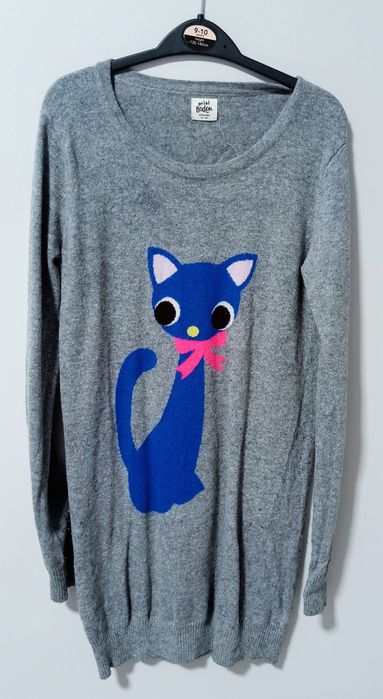 Sweterkowa sukienka z kotkiem mini boden 152/158 z kaszmirem