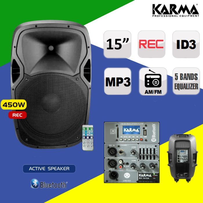 Coluna Bi-Amplificada 15" 450W MÁX COMANDO/USB/BT - KARMA