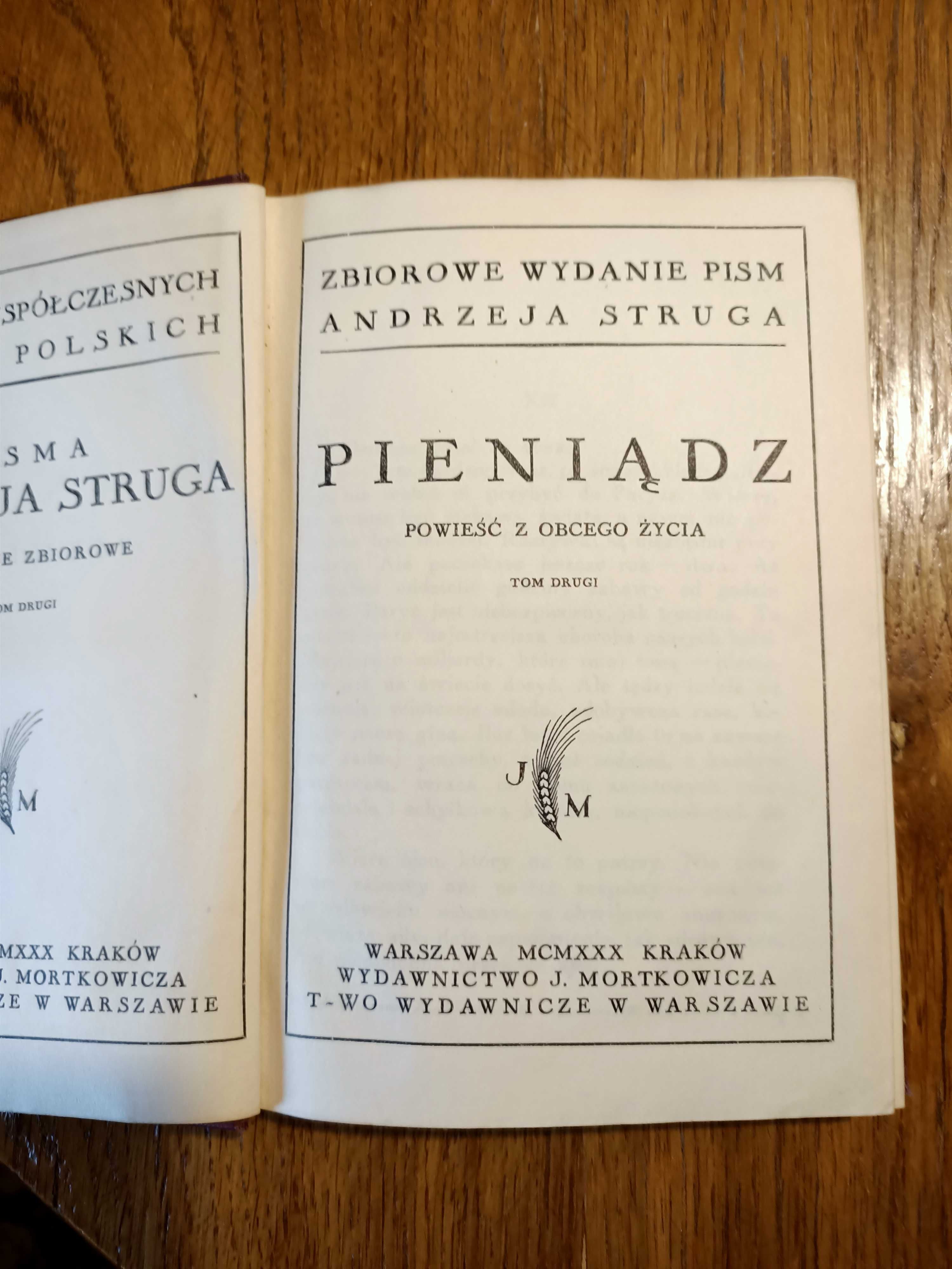 Książka A.Strug " Pieniądz" tom 2 wydanie 1930r