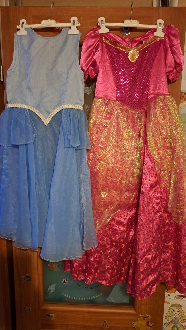 2 szt suknie na bal przebierańcow r. 134 140 Barbie/księżniczka i Elsa