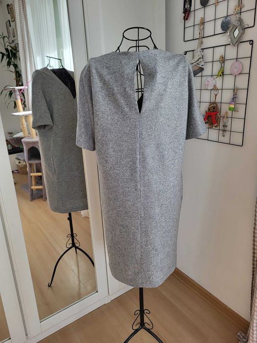 Massimo Dutti 38 szara sukienka wełna