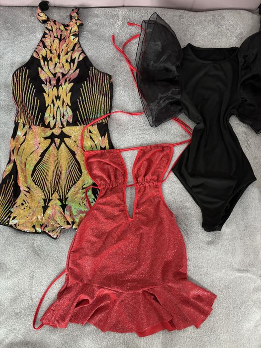Komplet zestaw kombinezon cekinowy sexy sukienka body
