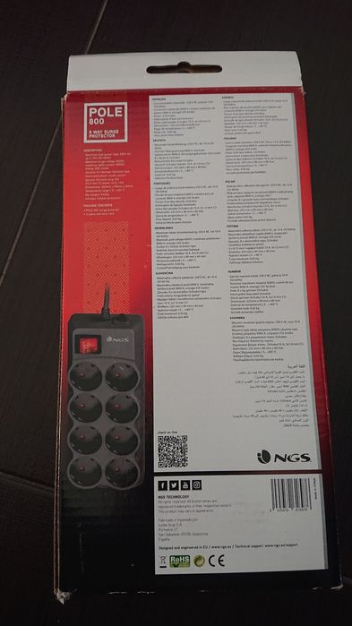 Ngs Extensao 8 tomadas com proteçao picos corrente