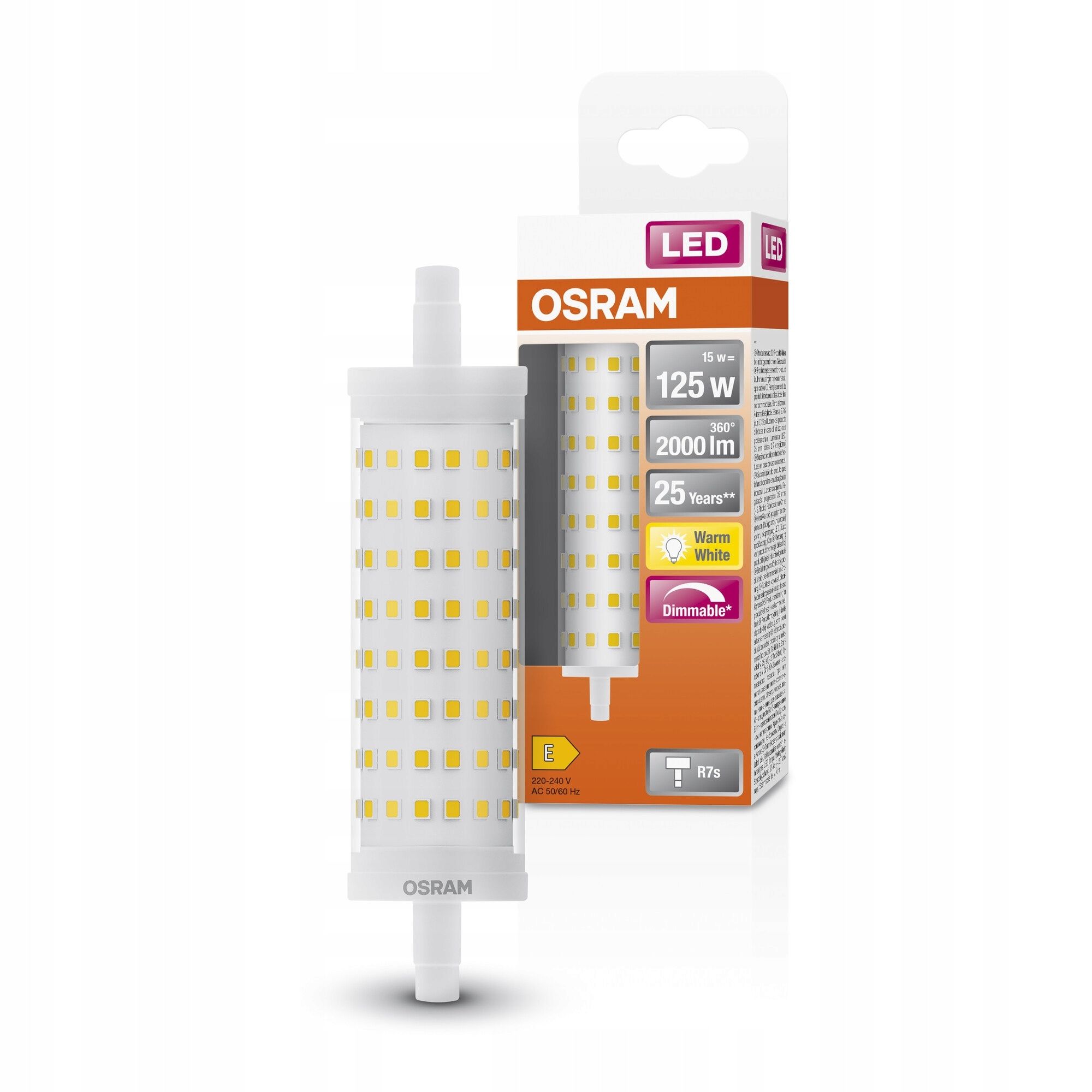 Żarówka LED R7s ŻARNIK 118mm 15W=125W 2700K 2000lm OSRAM ŚCIEMNIALNA