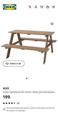 Ława ławka ogrodowa IKEA dla dzieci RESO drewniana