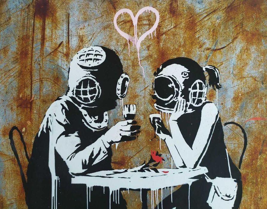 Banksy reprodukcja grafika "Think Tank" certyfikat
