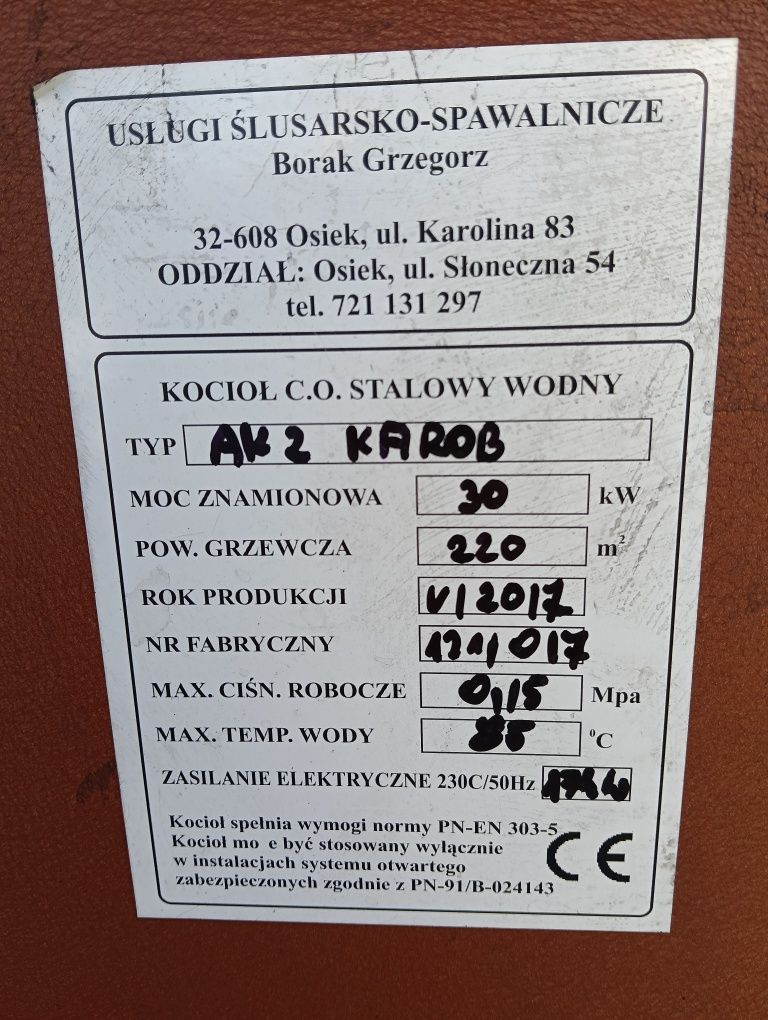 Kocioł c.o. stalowy wodny