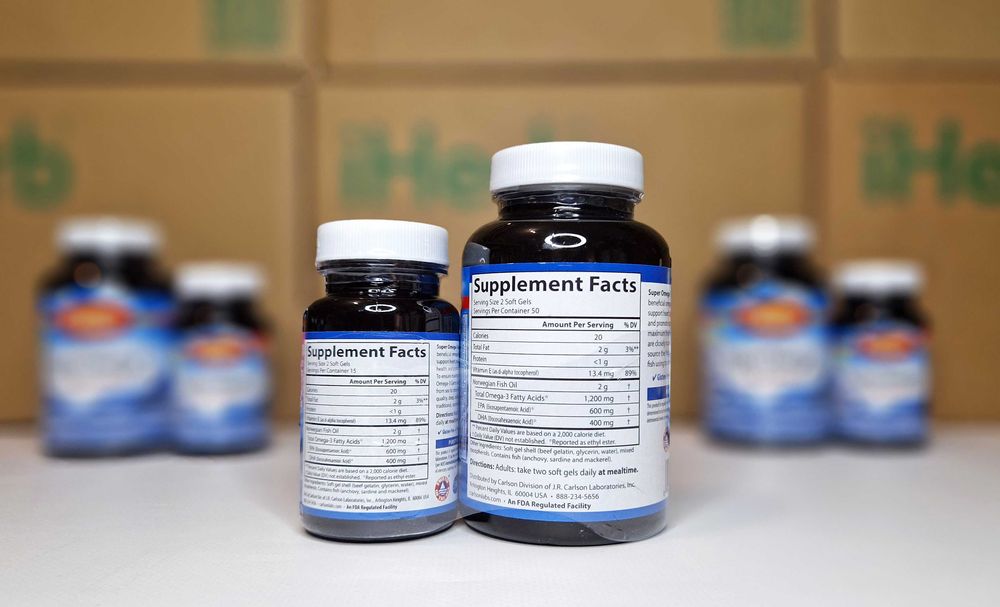 Carlson Super Omega-3, омега з морської риби, 1200 мг, 100+30 капсул