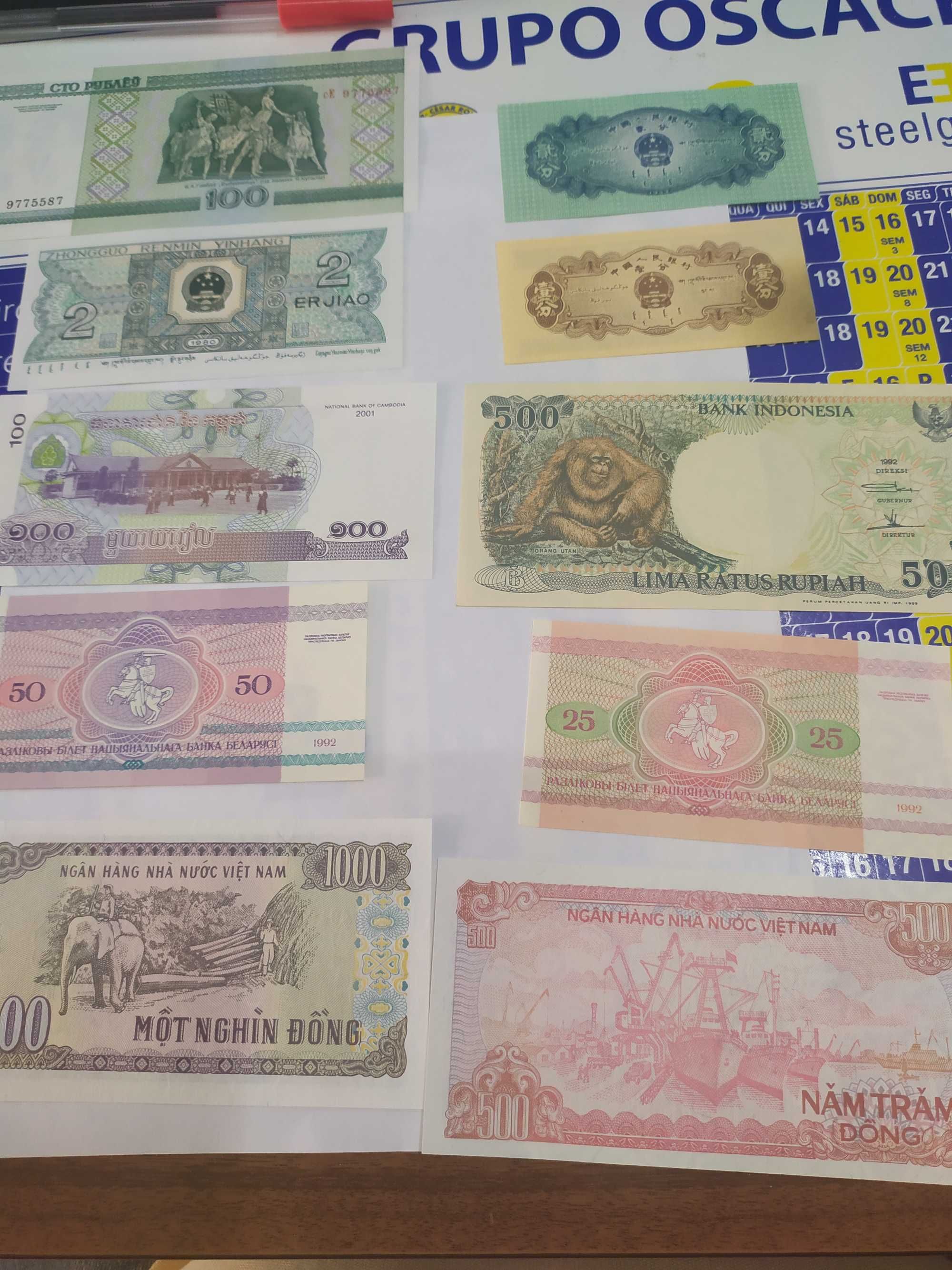 Lote 10 notas novas unc , diversas vários países china, vietname etc