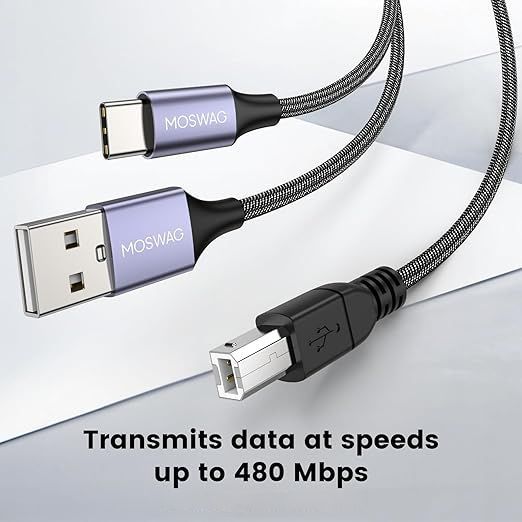 Kabel Usb C Do Midi 2 W 1 Usb-A/B Moswag 2M – Drukarka, Pianino, Pc