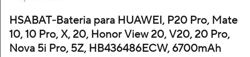 Bateria de grande capacidade para huawey p9 e outros