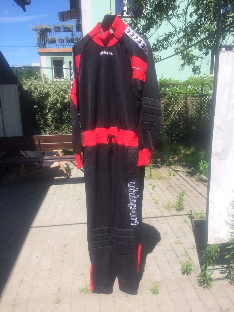 NOWE stroje bramkarskie UHLSPORT spodnie i koszulka, kombinezon 190cm