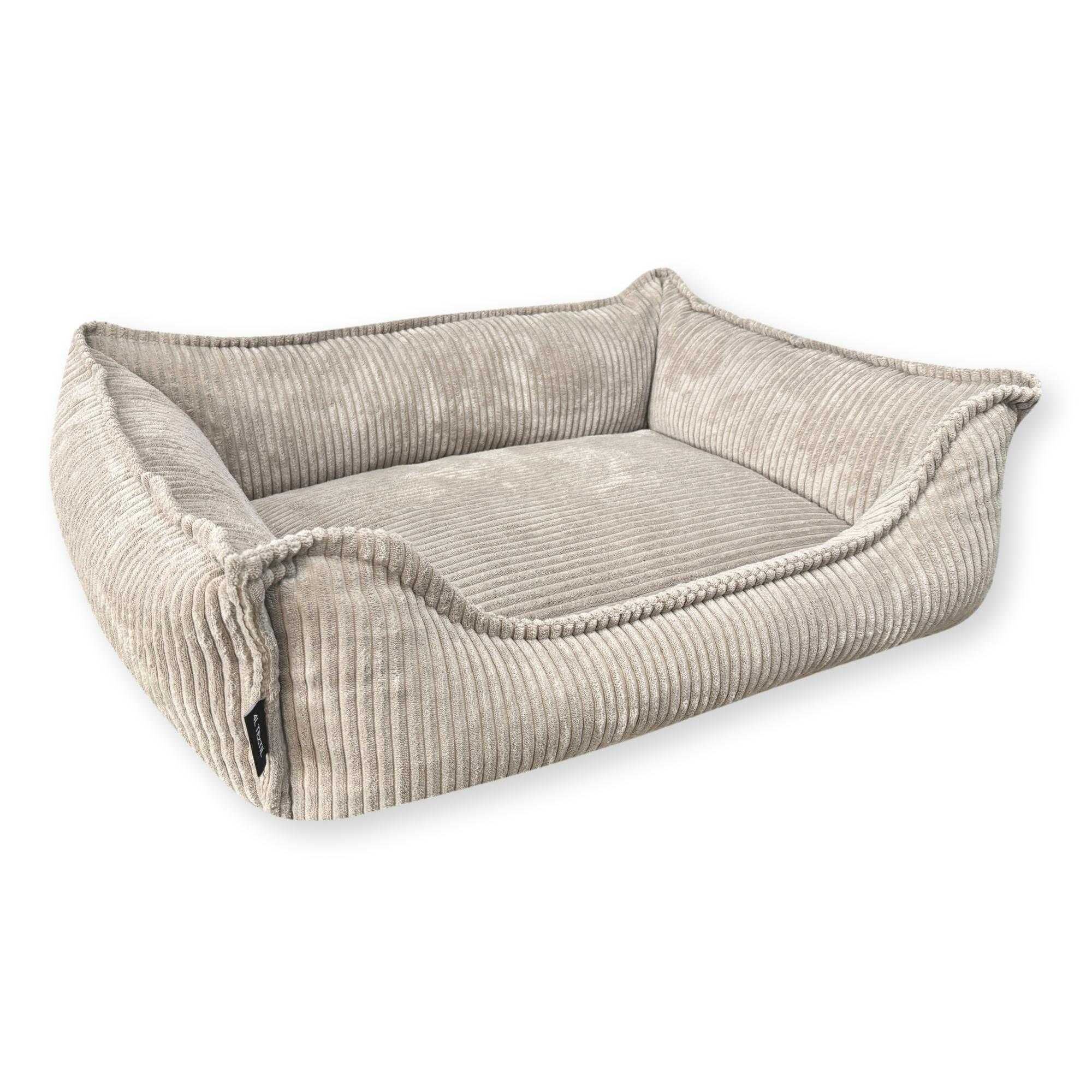 Seria PREMIUM - sztruksowe legowisko HUGO (80x60 cm, Beż)