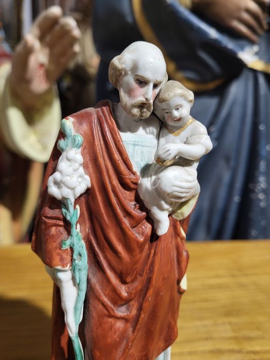 Stara figurka Święty Józef opiekun Jezusa biskwit