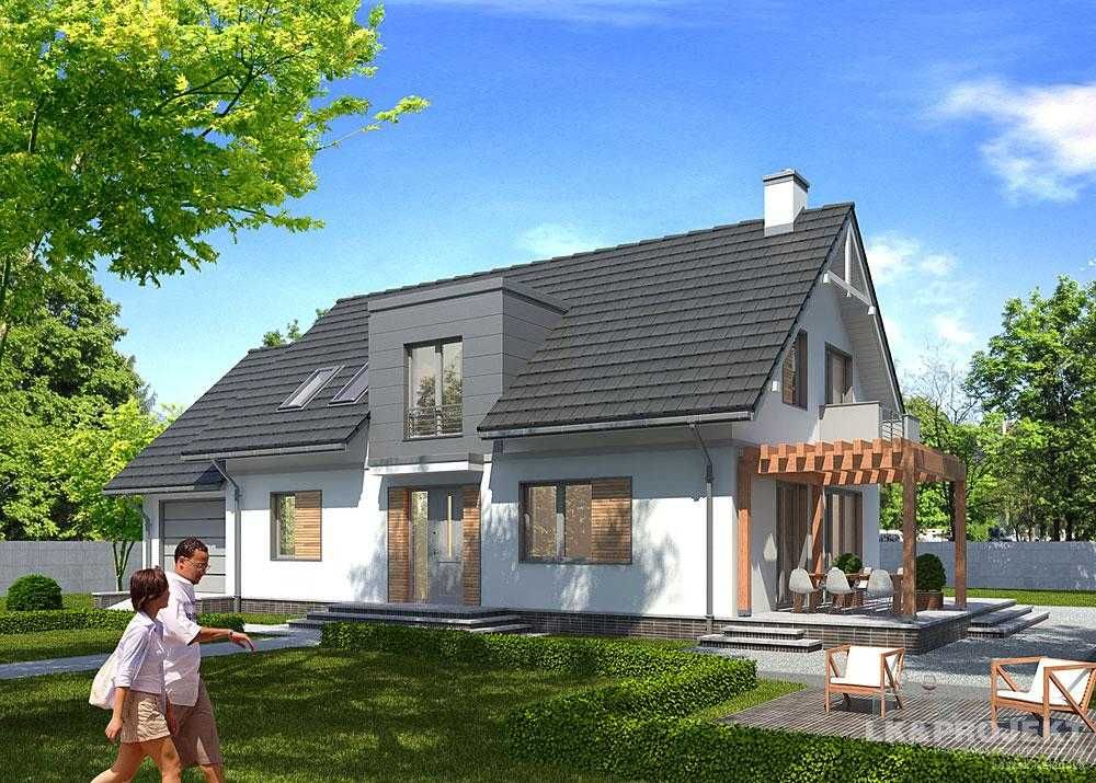 Projekt domu idealnego z użytkowym poddaszem i garażem - LK-911