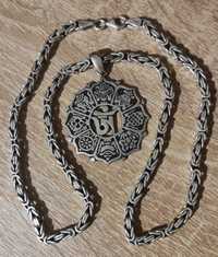 Серебряная цепочка лисий хвост с кулоном ( амулет).
