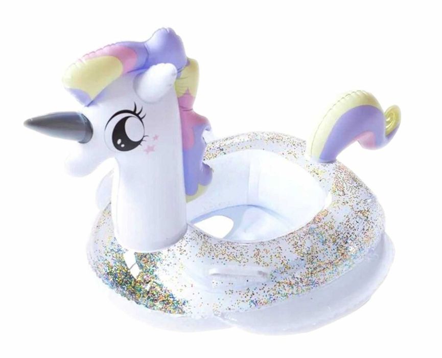 Koło Pony Jednorożec Dmuchane na Basen Brokat 90
