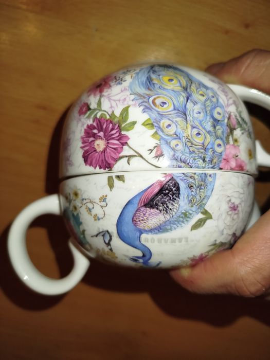 Zestaw do herbaty i filizanki z porcelany Peacock Tea For One - Elegan