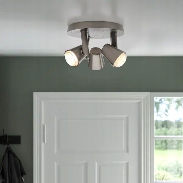 Lampa sufitowa, 3 reflektory kierowane, niklowana