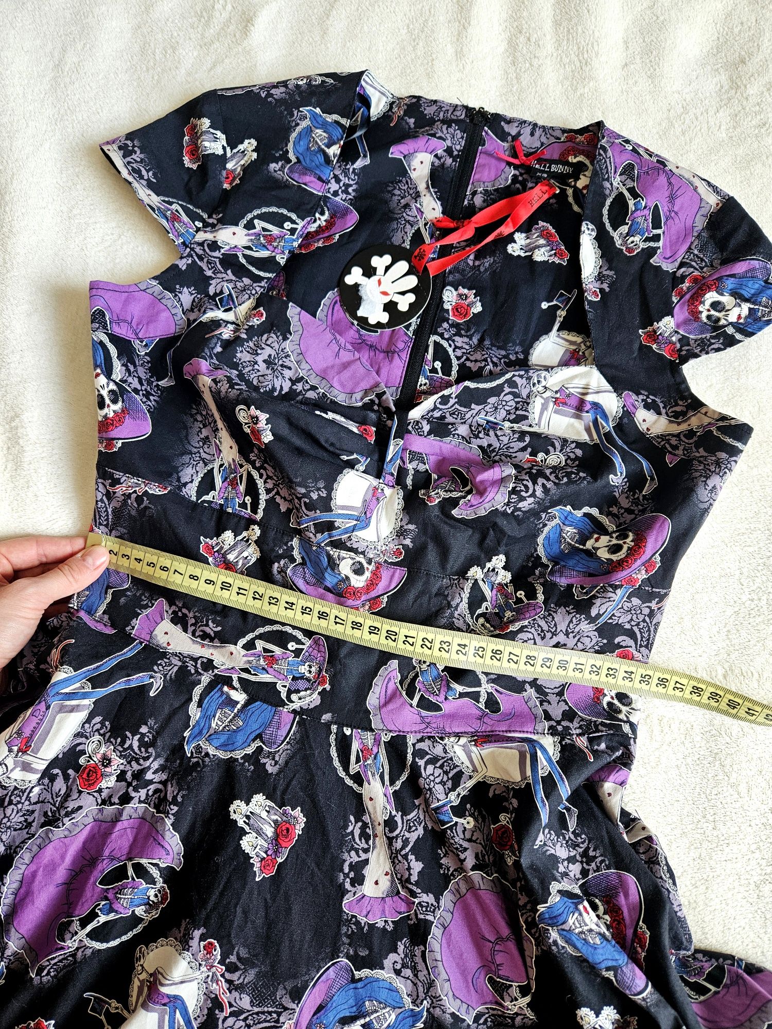 Sukienka rozkloszowana retro midi czaszki hell bunny xs 36 34 36