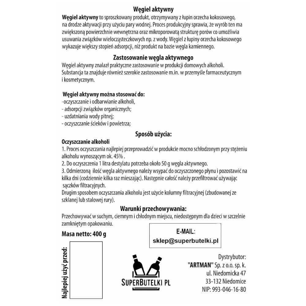 Kolumna filtracyjna 50 cm + wężyk + zacisk + węgiel aktywny kokosowy