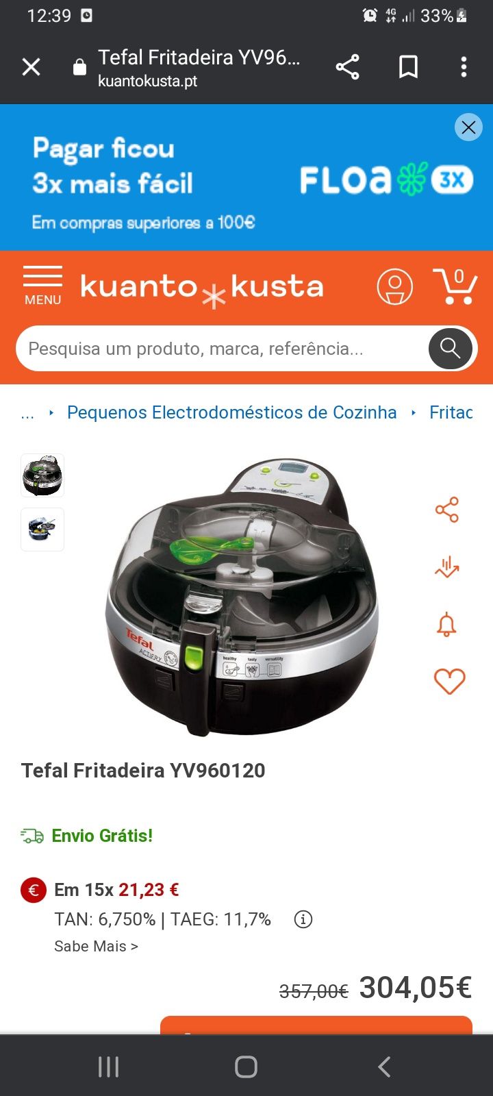 Fritadeira tefal - sem óleo