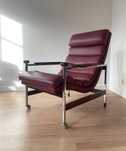 Fotel Eric Merthen skandynawski skórzany rozkładany Midcentury Modern