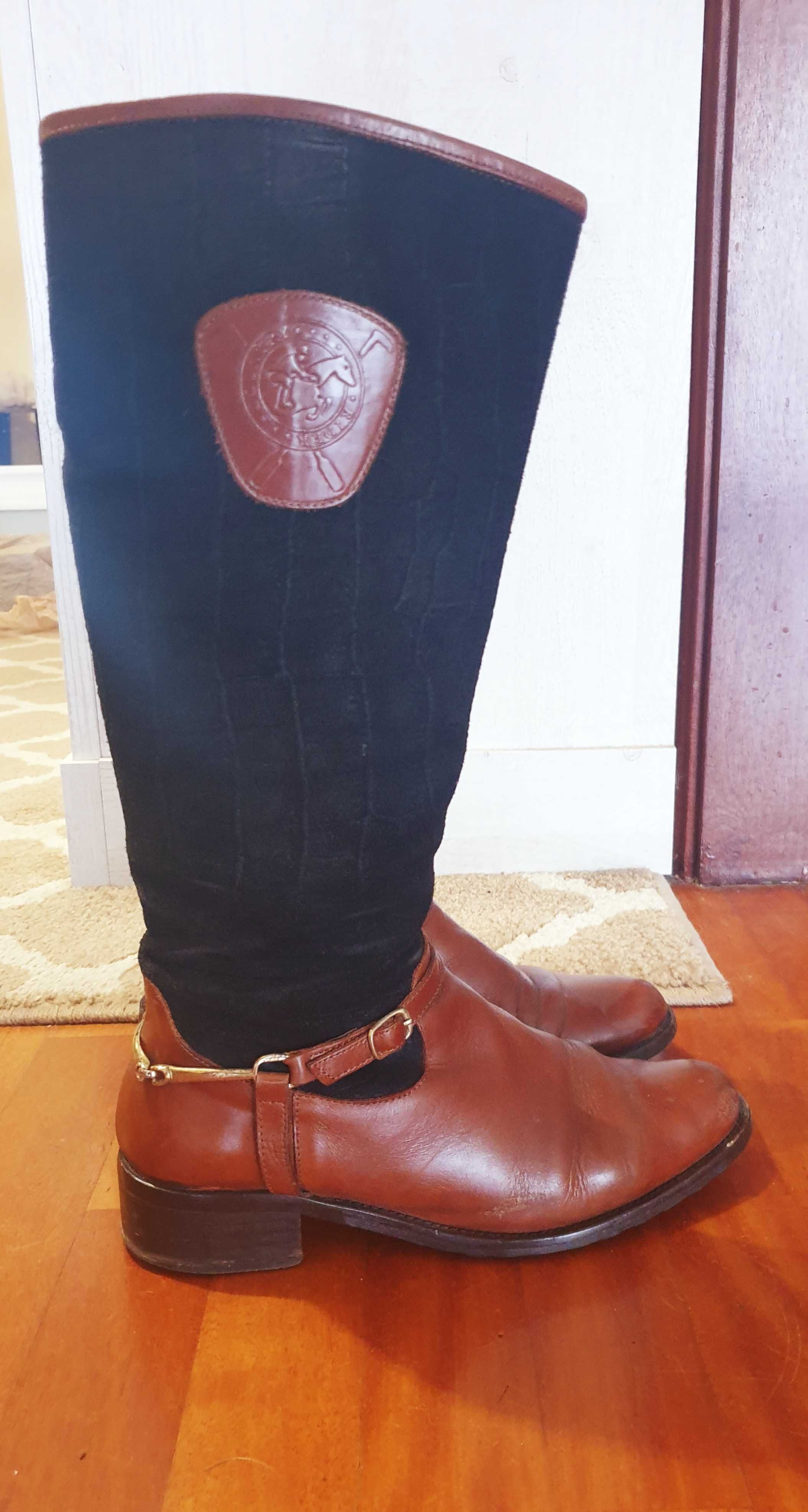 Botas de pele castanha e azul marinho da marca Country Rider