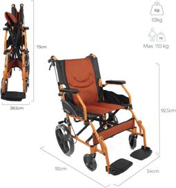 Wózek inwalidzki ręczny Mobiclinic Pirámide Pomarańczowy  max 110 kg