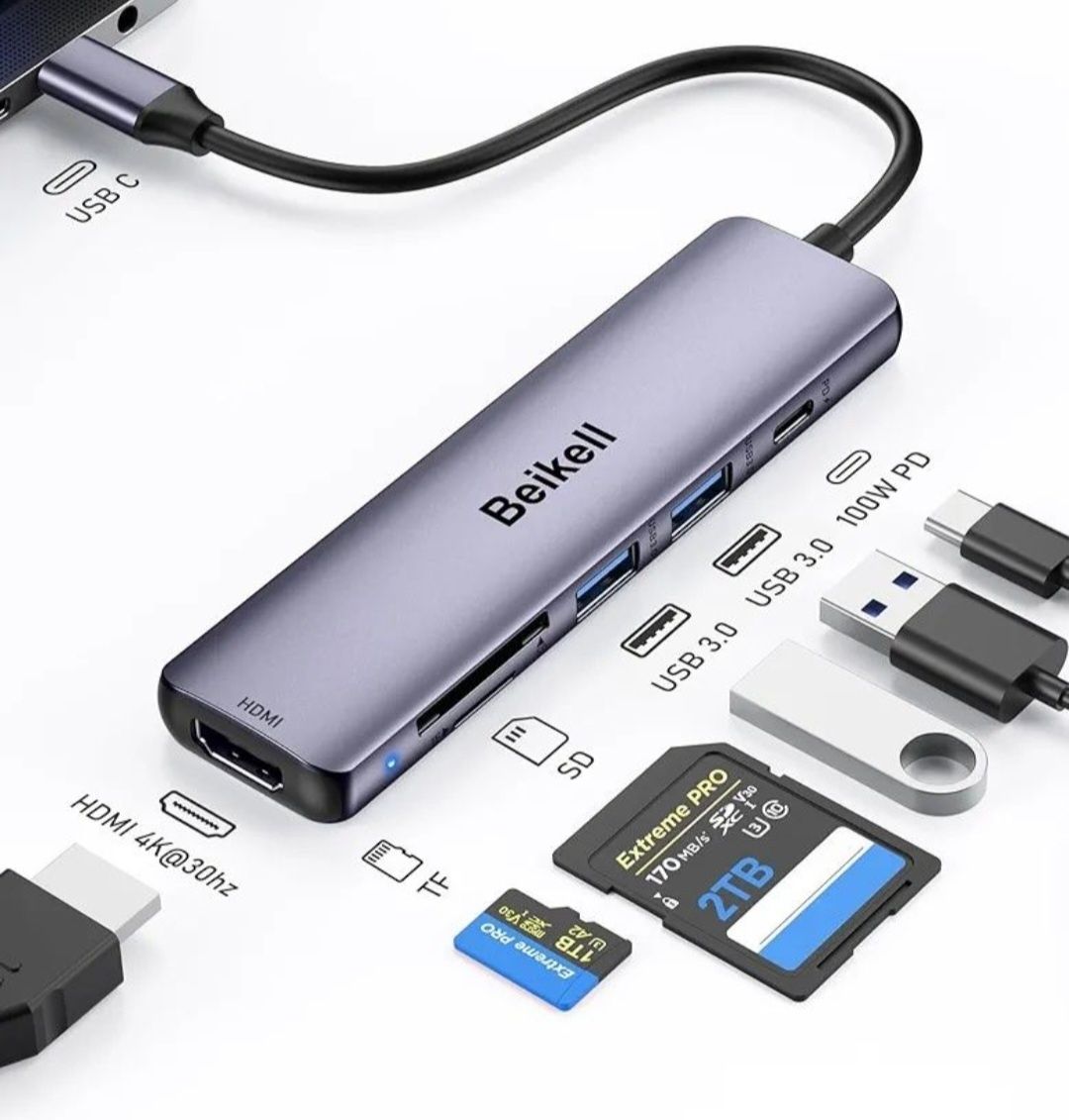 Koncentrator adapter Beikell USB C HUB 7w1