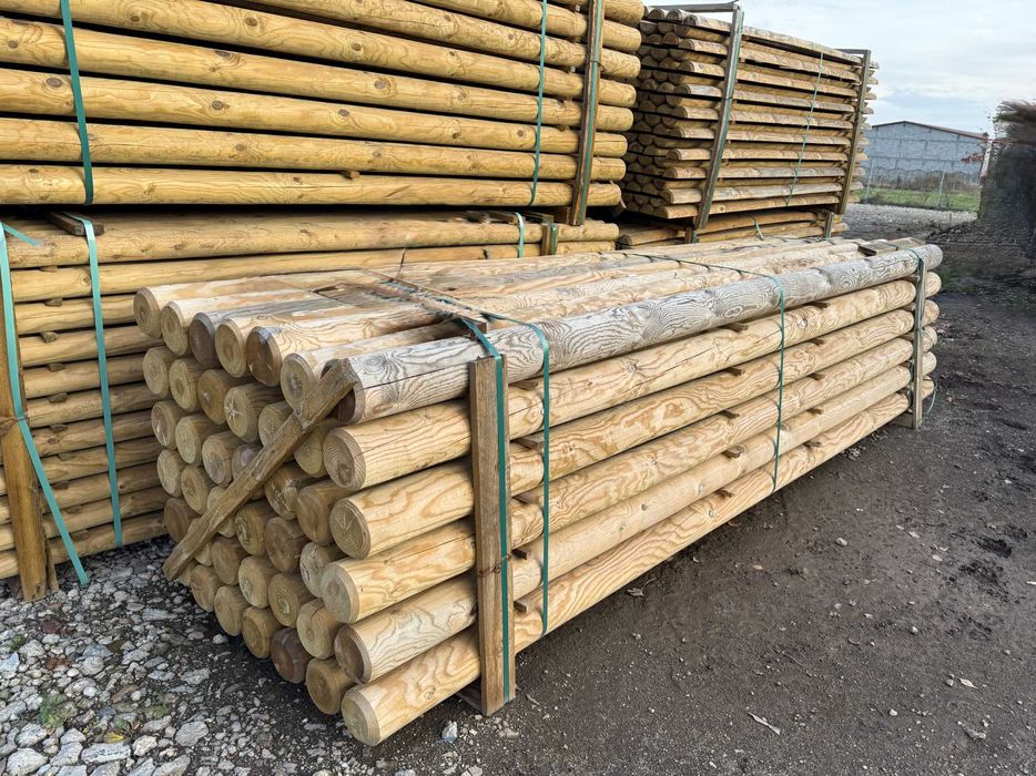 SŁUPEK drewniany fi 80 x 3.0m palik palisada bal pal - impregnowany -