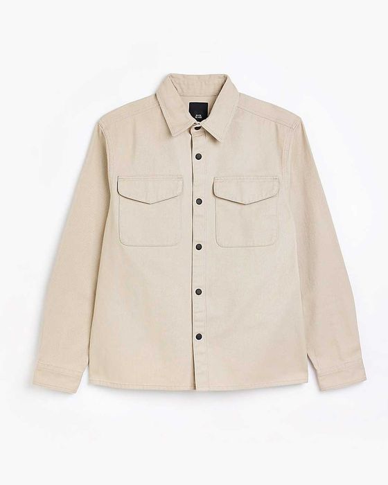 Бежева куртка з довгим рукавом стандартного крою River Island чоловіча