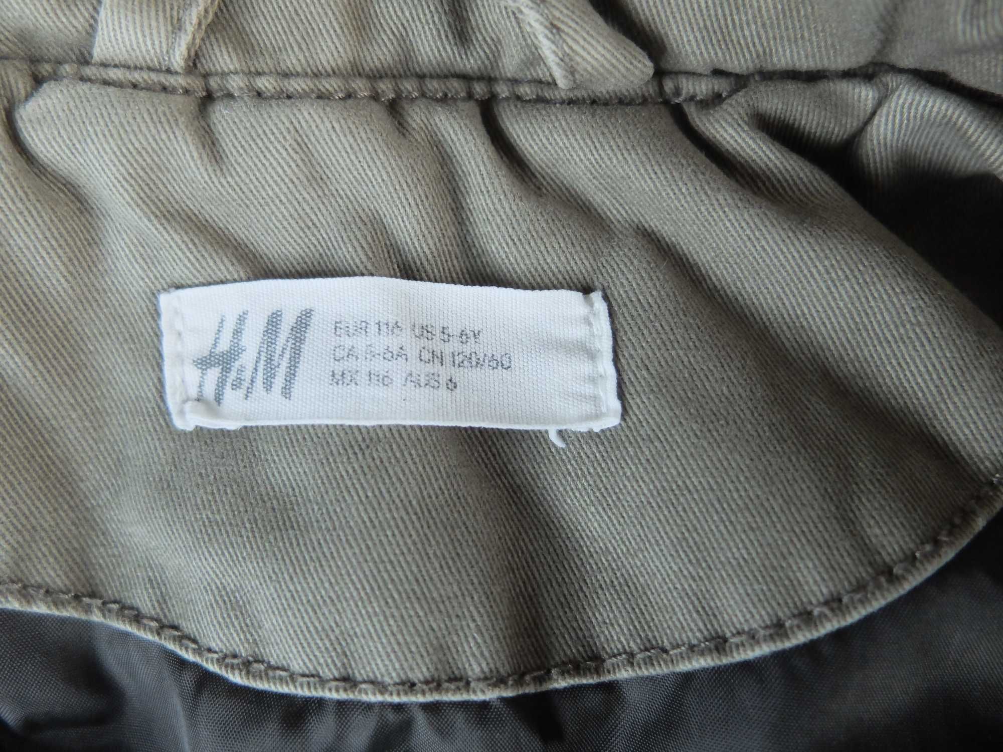 kurtka przejściowa jesienno-wiosenna, parka H&M, 116 cm khaki