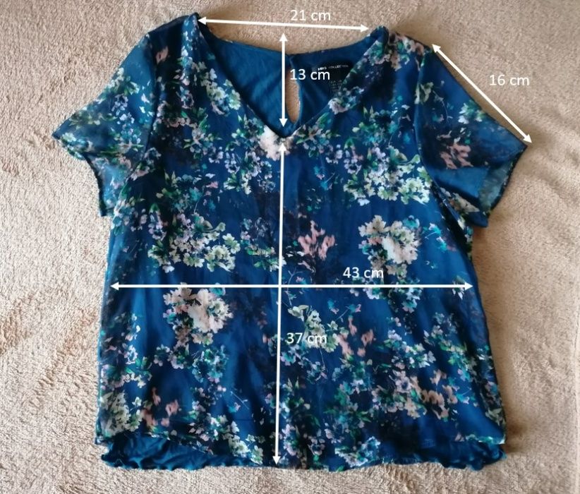 Blusa flores de manga curta - Mango (tamanho XS) - PORTES GRÁTIS