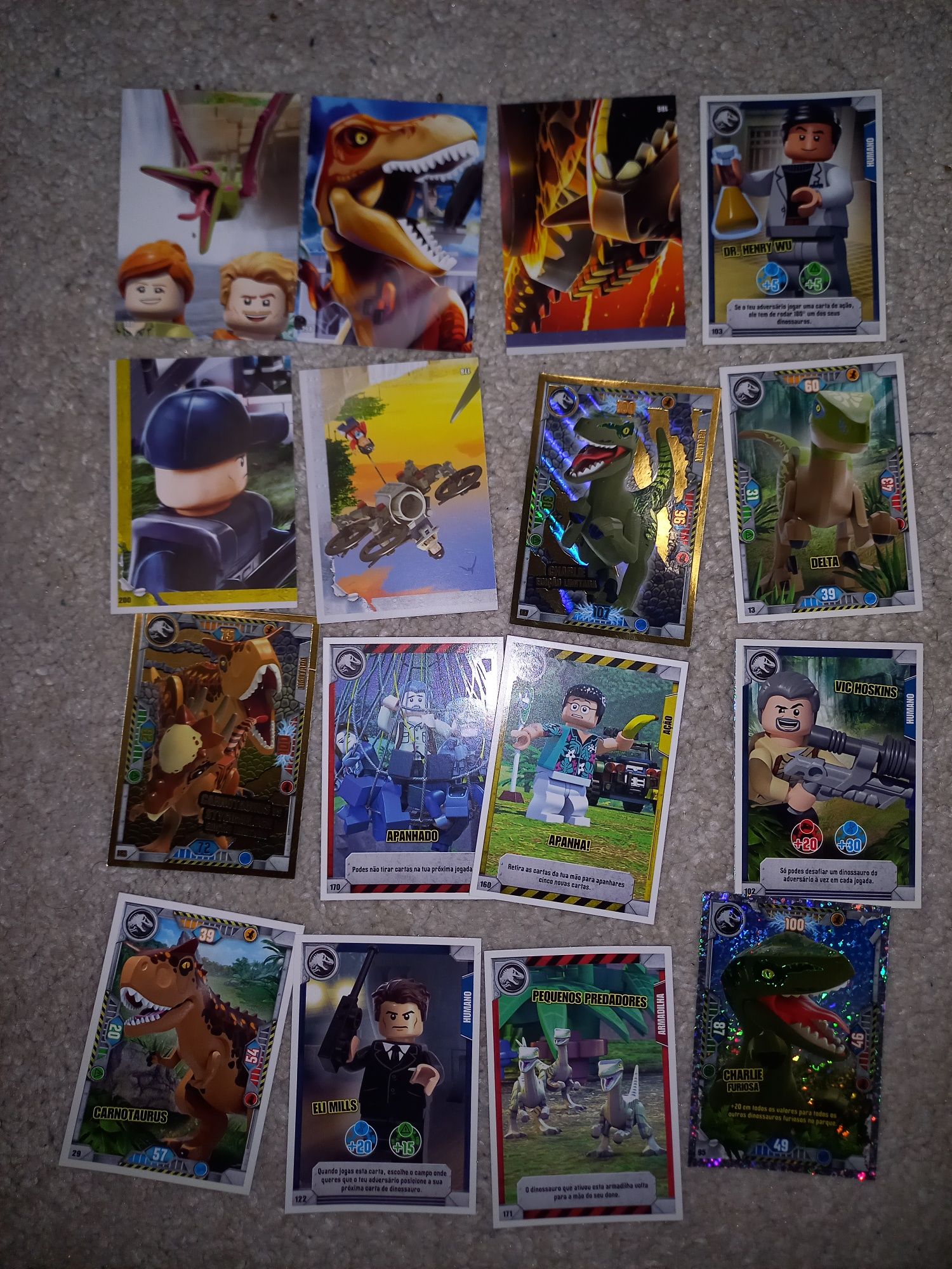 Cartas lego Jurassic park e cartas Ninjago
