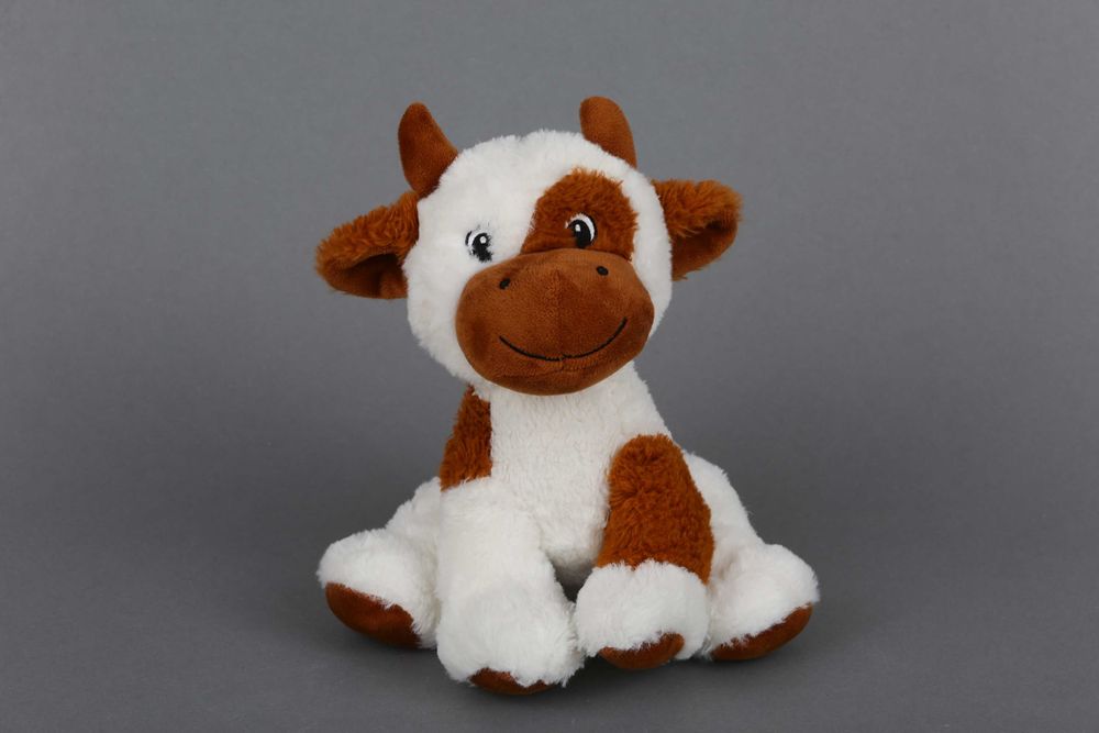 Pluszowa siedząca Krówka brązowo biała