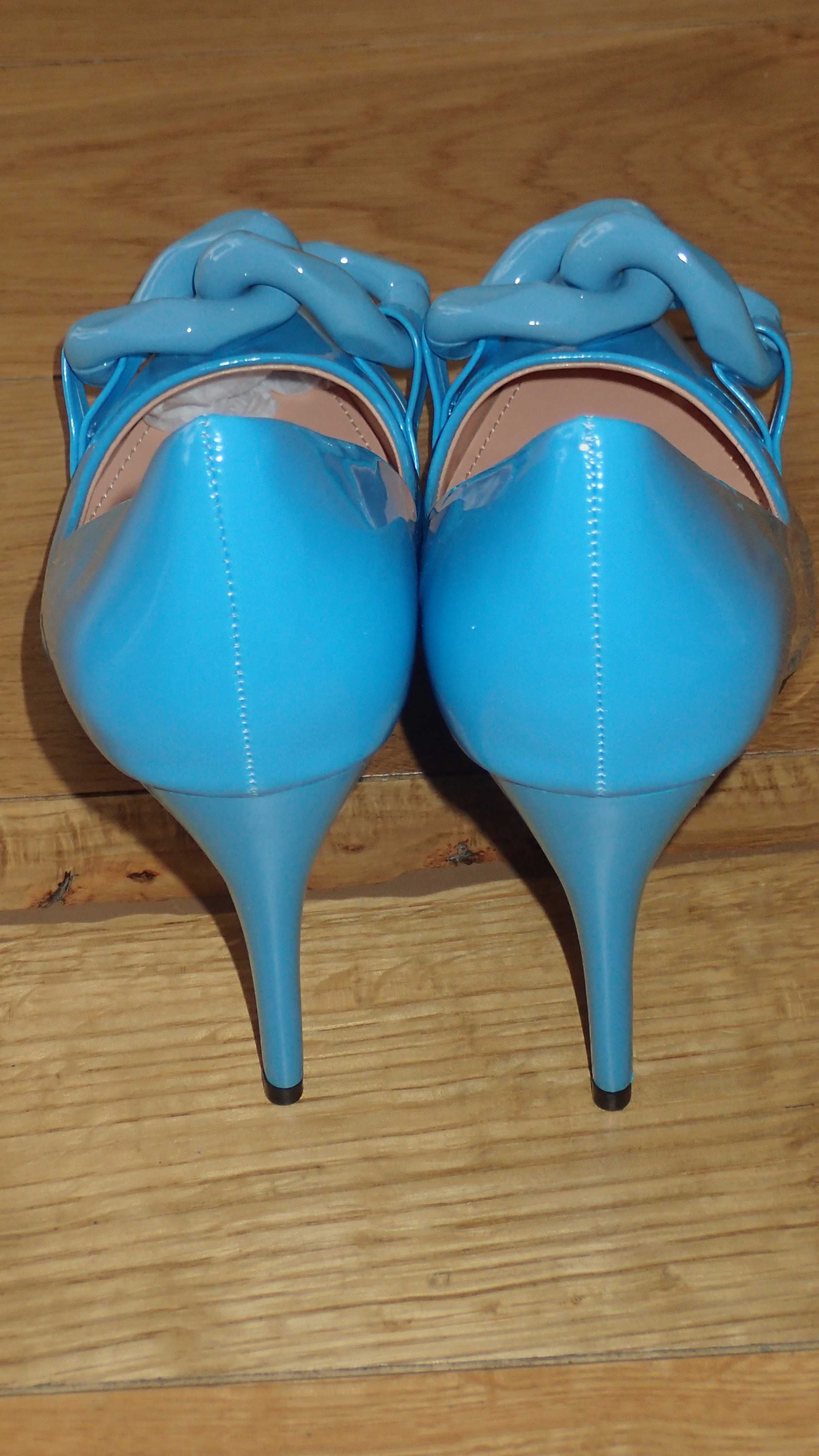 Buty damskie szpilki błękitne "Mulanka" rozm.39