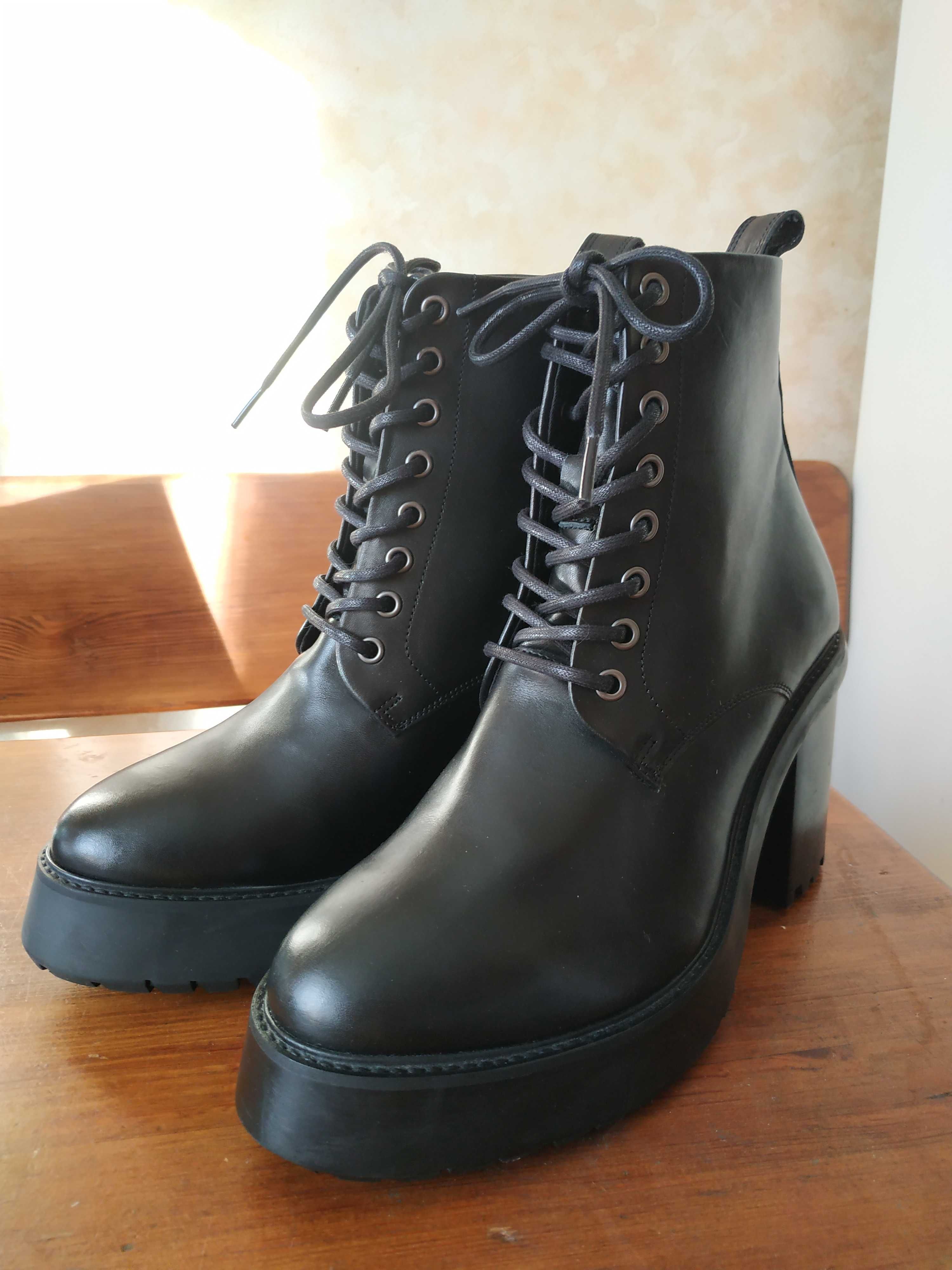 Женские массивные черные кожаные ботинки на шнуровке Asos 42р (27,5см)